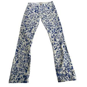 Current/Elliot X DVF The Classic Skinny Blue White Floral Printed Jeans Size 32